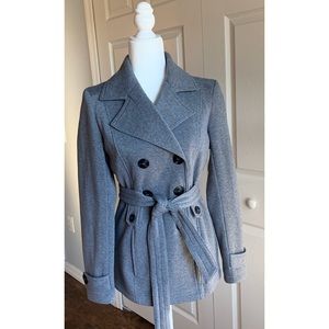 JouJou Grey Tie Waist Peacoat ~ M